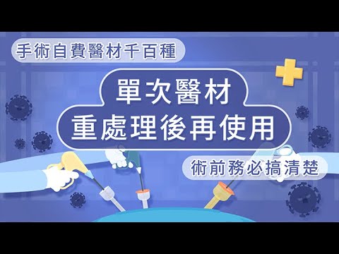 手術自費醫材千百種，單次醫材重處理後再使用，術前務必搞清楚！