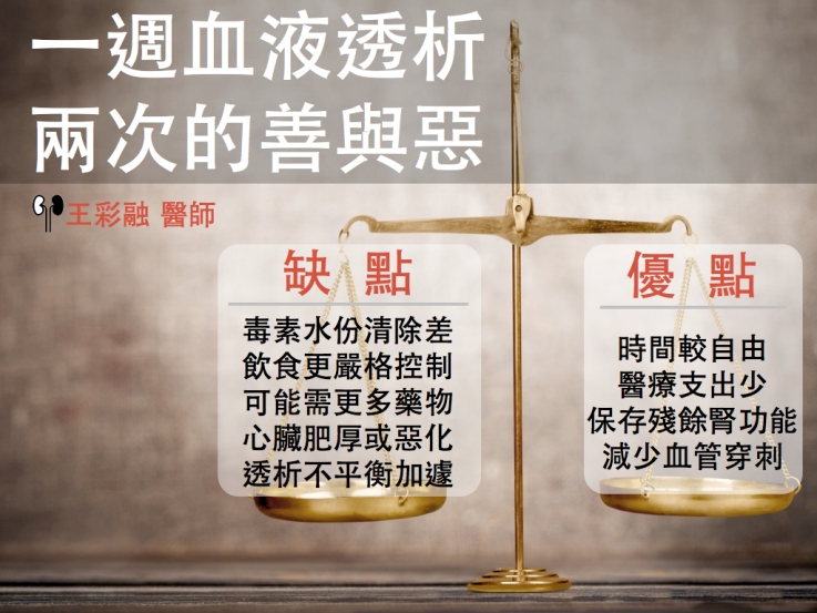一週血液透析兩次的優點與缺點