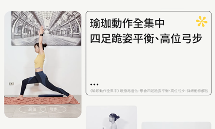 《瑜珈動作全集中》暖身再進化，學會四足跪姿平衡、高位弓步，詳細動作解說