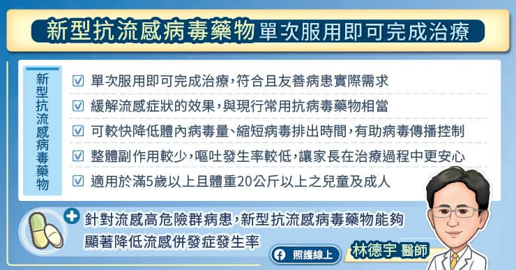 新型抗流感病毒藥藥物單次服用