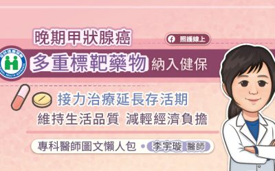 晚期甲狀腺癌多重標靶藥物納入健保，接力治療延長存活期、維持生活品質、減輕經濟負擔，專科醫師圖文懶人包