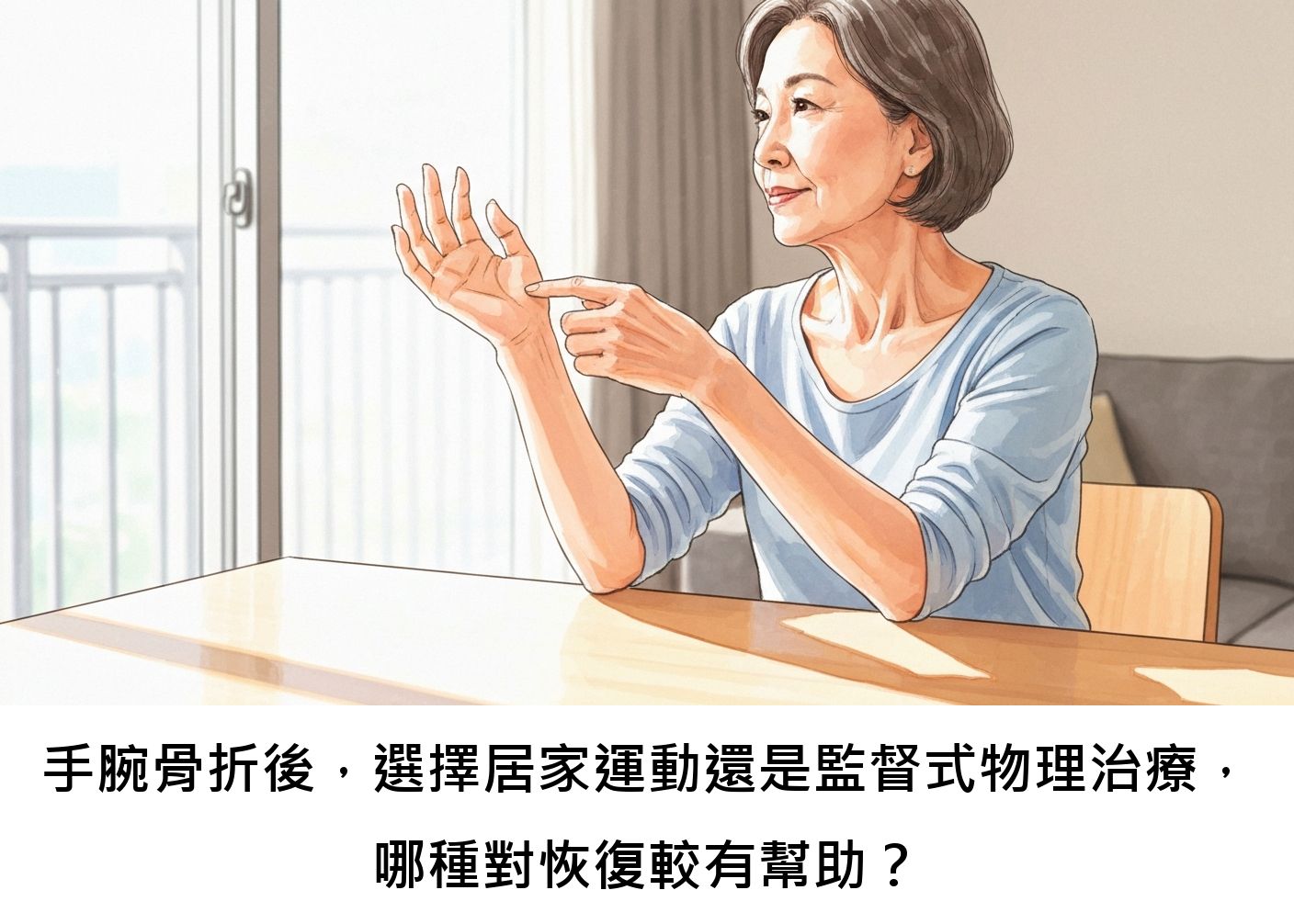 手腕骨折後，選擇居家運動還是監督式物理治療，哪種對恢復較有幫助？
